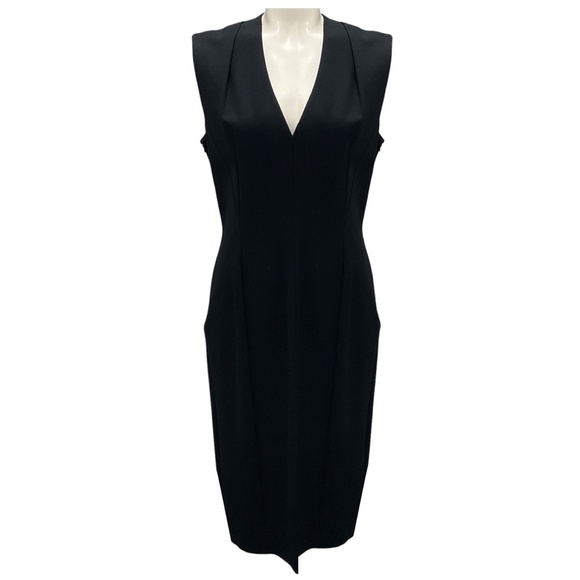LES COPAINS BLACK 2018 SLEEVELESS V-NECK JERSEY COCKTAIL DRESS - Picture 1 of 5